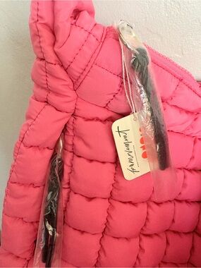 Large Free People SOLD OUT bubblegum Quilted Puffer Handbag with Handle Wrap